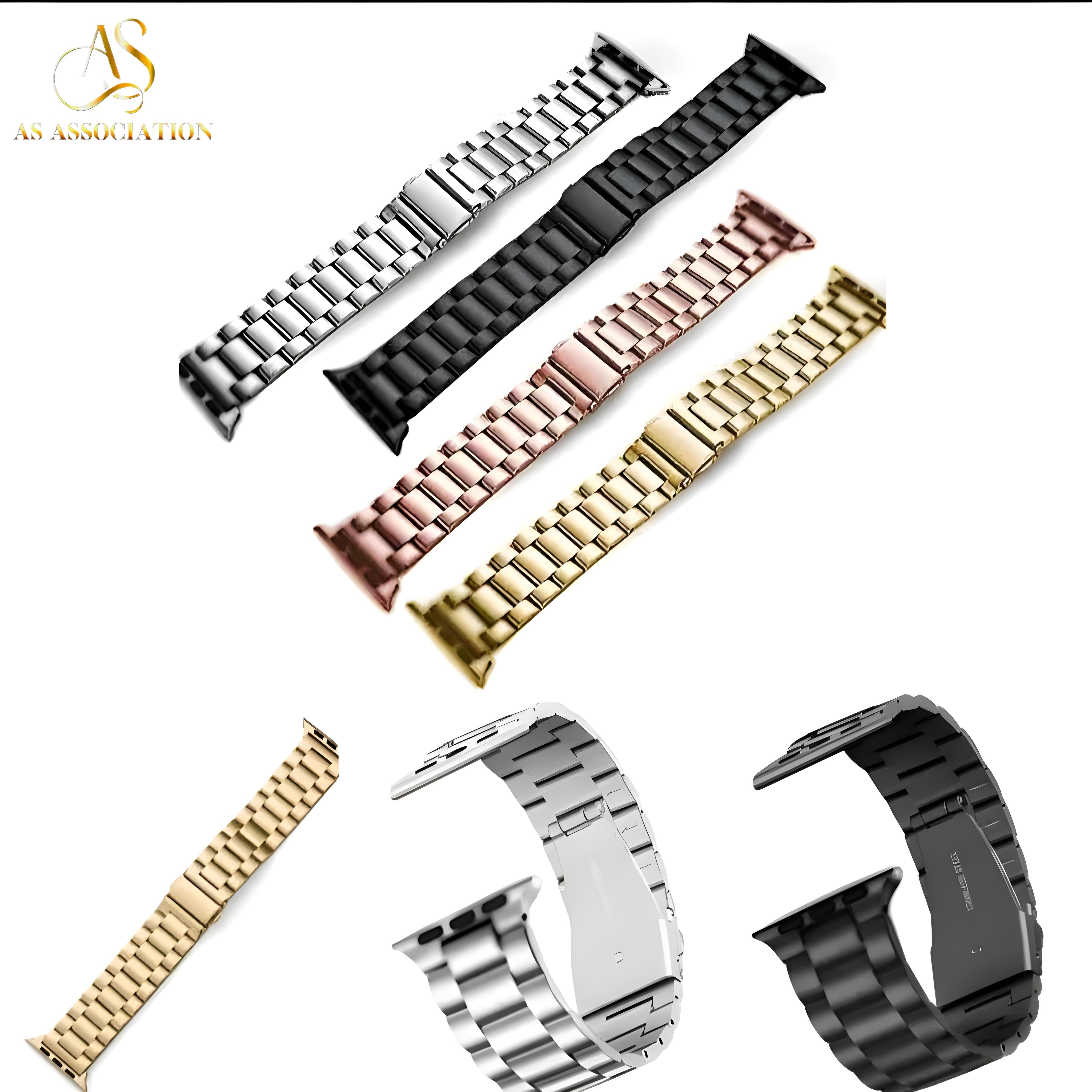 High-Quality Stainless Steel Chain Band Strap – 42/44/45/49mm | Solid Metal Replacement Bracelet for Smartwatches | Modern Buckle Design | New Color Shades