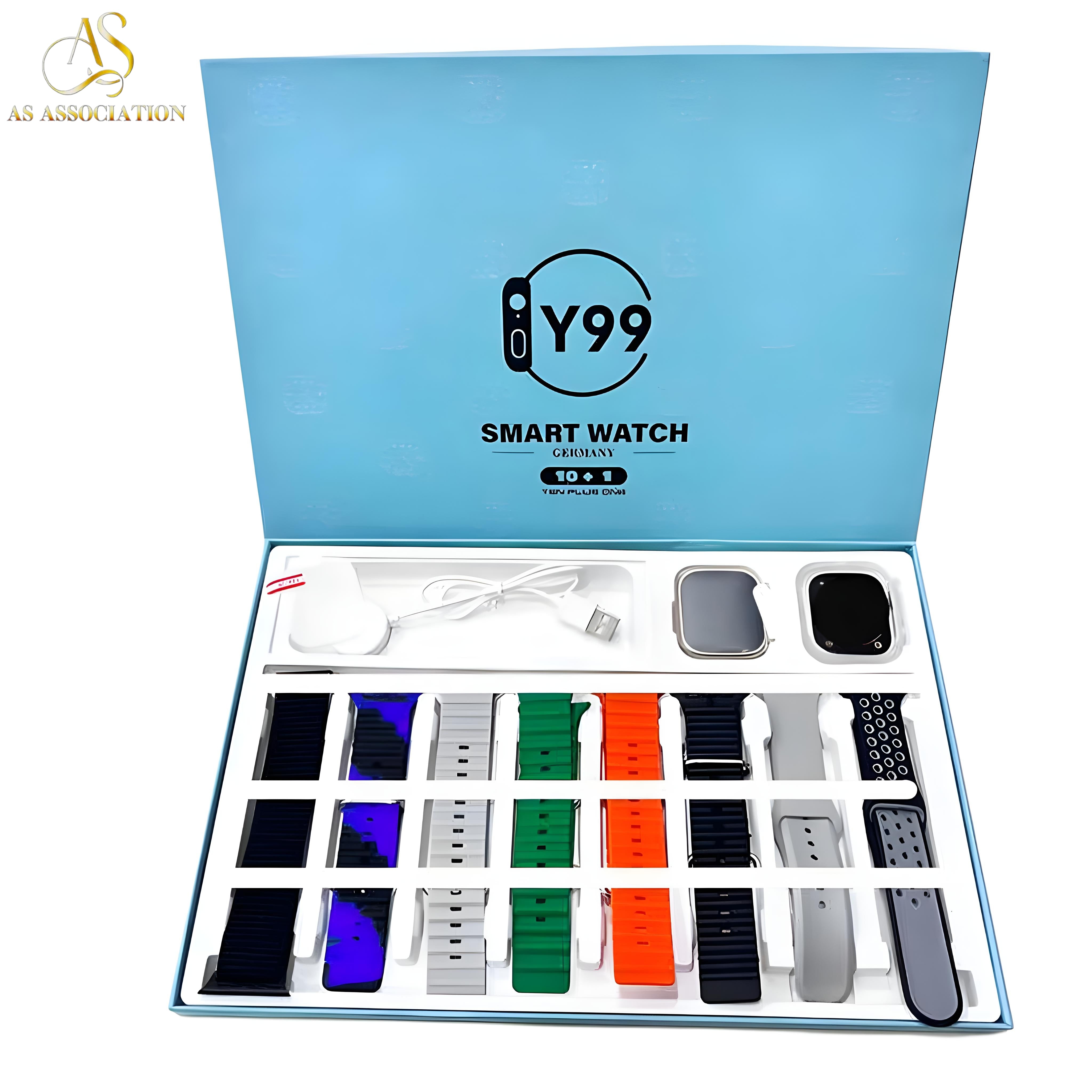 Y99 Germany Ultra Smart Watch – 10+1 Combo | 8 Straps + Jelly Case + Screen Protector | 2.05" Display | 200mAh Battery | Smartwatch for Men & Women