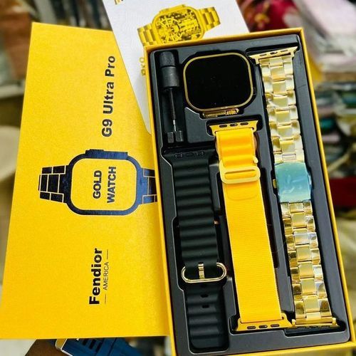 G9 Ultra Pro 2.03″ HD Screen Gold Smart Watch – Ultra Series 8, NFC & Bluetooth Calling, Stainless Steel Chain Strap, Wireless Charging, Unisex