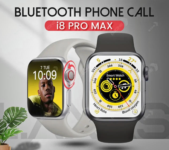 i8 Pro Max Smart Watch 44mm – 1.75" Full Touch Screen Bluetooth Calling Fitness Tracker for Android & iOS | Sports Smartwatch for Men & Women