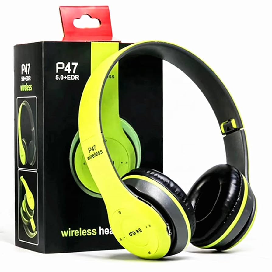 P47 Bluetooth 5.0 Wireless Headphones with Mic | FM Radio, TF Card, AUX | Stereo Headset