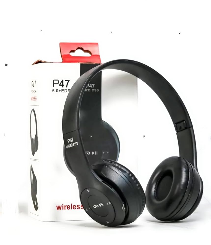 P47 Bluetooth 5.0 Wireless Headphones with Mic | FM Radio, TF Card, AUX | Stereo Headset