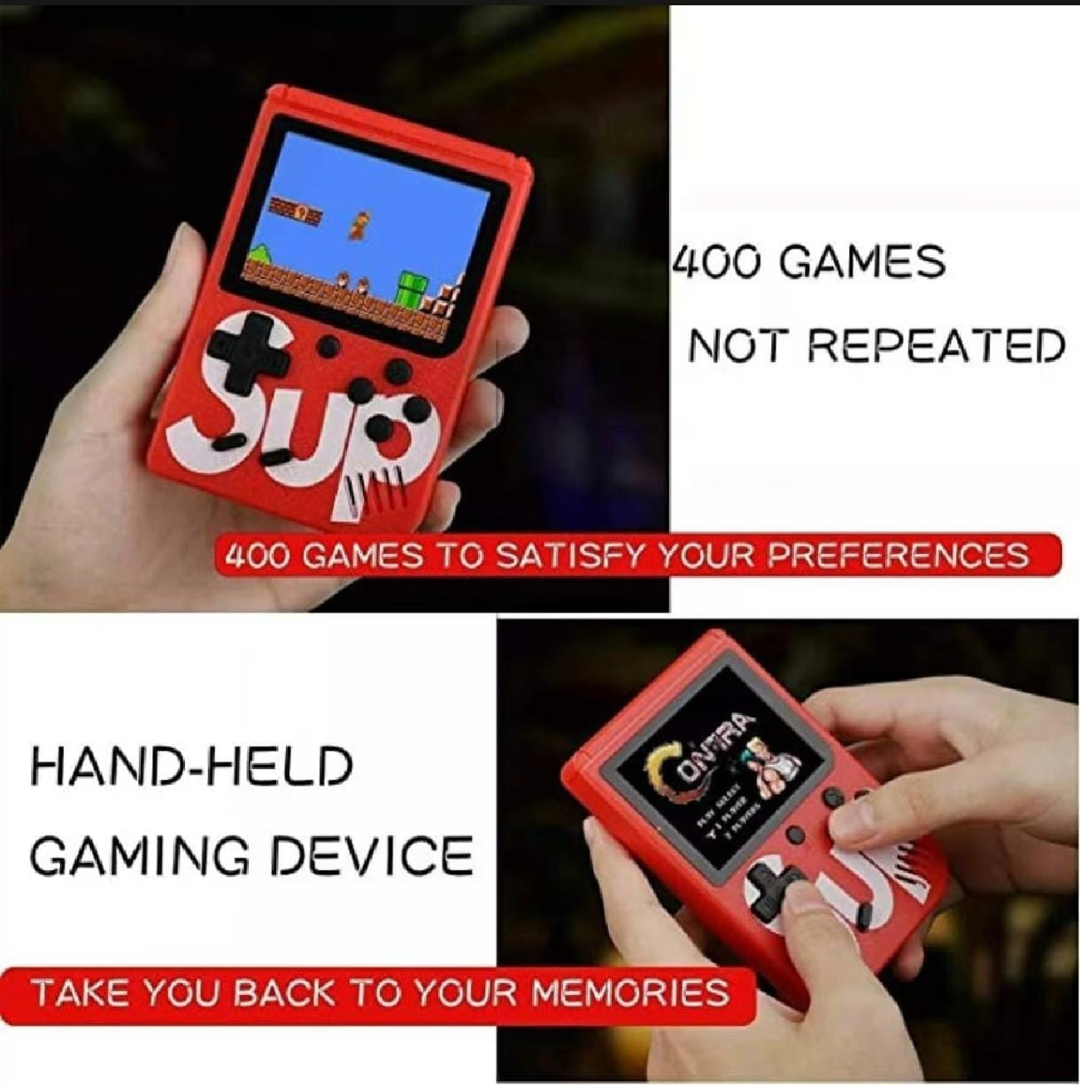 SUP Handheld Game Console – 400 Retro Games | TV Connect | With Controller | Game Box Plus