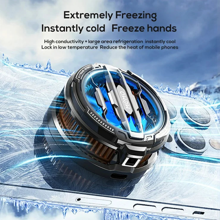 MEMO CX07/CX08 Magnetic Phone Radiator – 15W Magnetic & Clip-On PUBG Gaming Cooler with Cold Wind and RGB LED Fan + Gloves Included