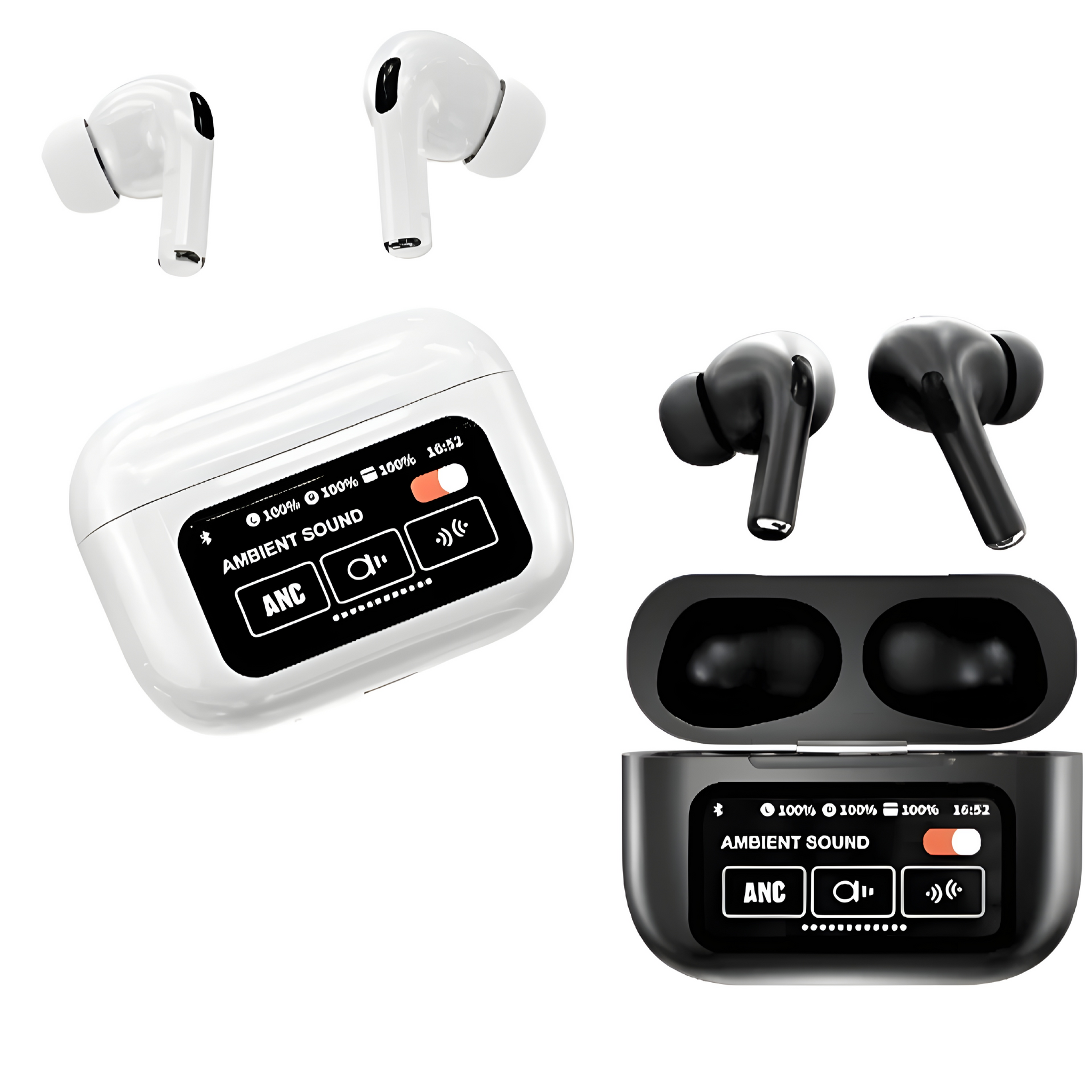 A9 Pro Touchscreen TWS Earbuds | ANC Wireless Bluetooth 5.4 Headphones | APP Support & Long Battery | Original AirPods Pro Alternative