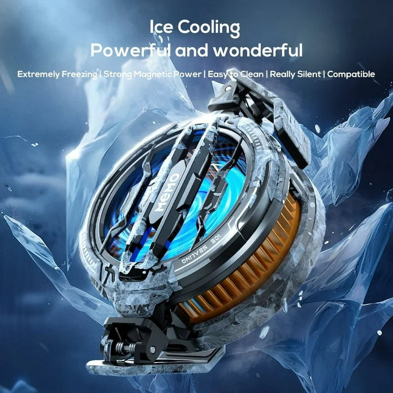 MEMO CX07/CX08 Magnetic Phone Radiator – 15W Magnetic & Clip-On PUBG Gaming Cooler with Cold Wind and RGB LED Fan + Gloves Included