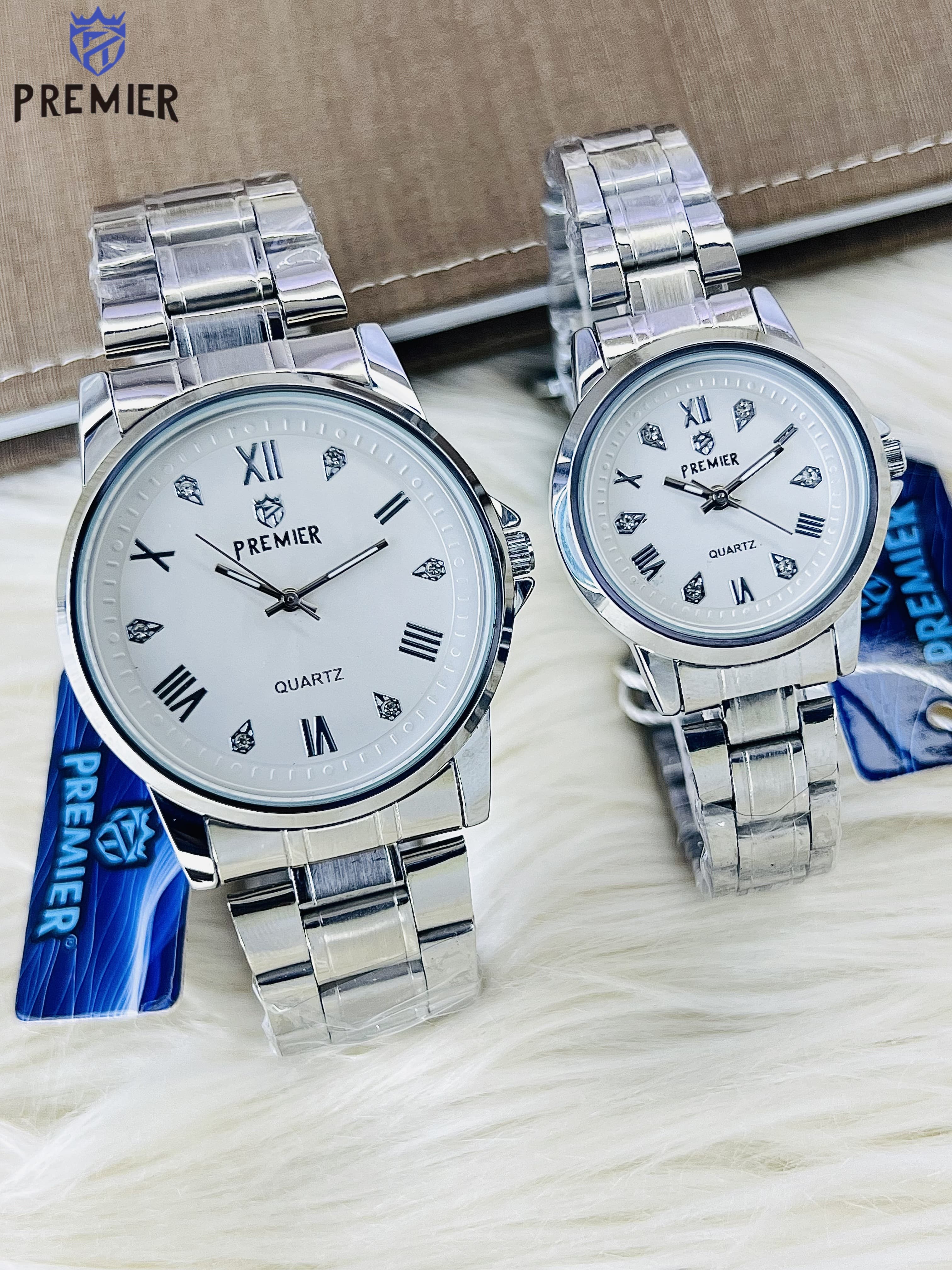 Premier Luxury Gold Couple Watch Set – Waterproof, High Quality, IP Plated with Box & Bag