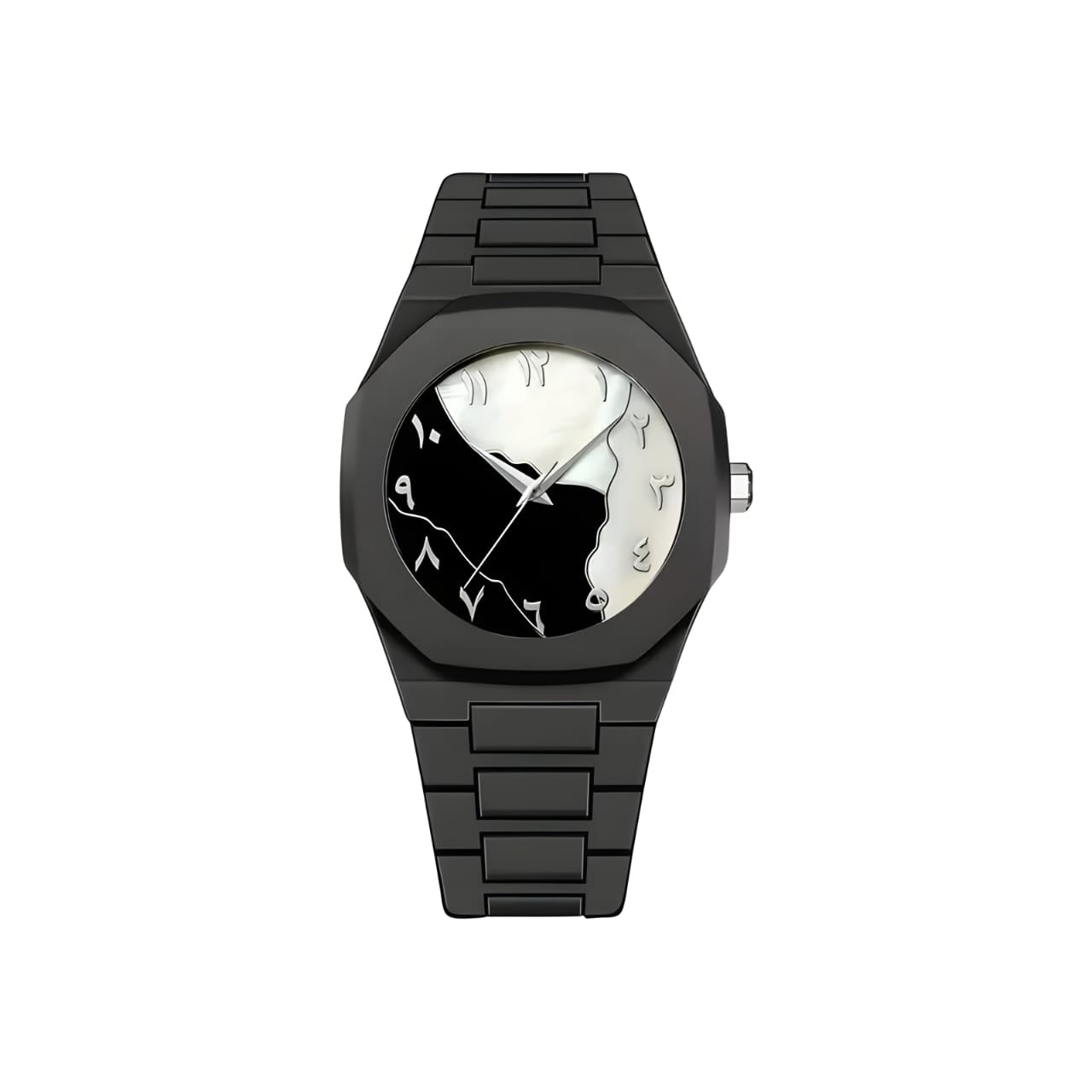 Aura Watch 2025 - Modern Black Arabic Dial | Waterproof Stainless Steel Quartz Men's Watch